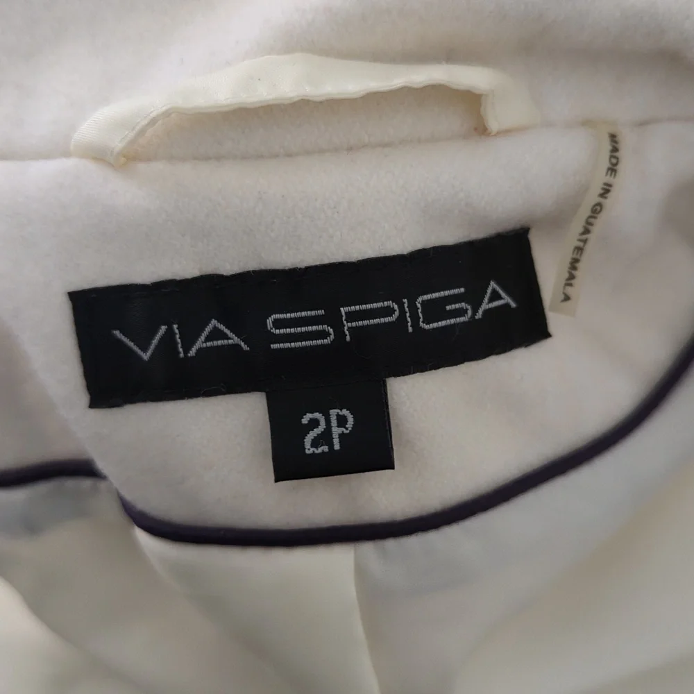 Via Spiga Wool Belted Peacoat Ivory Black 2P preppy classic winter city style - Picture 6 of 9